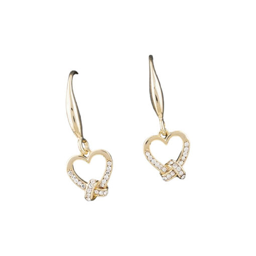 Picture of LOVE KNOT HEART GOLD DANGLY EARINGS